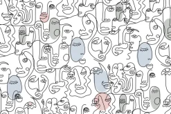 Fototapeta: Wzór twarzy narysowany w jednej linii w eleganckim stylu
