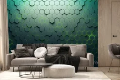 Fototapeta: Wzór w 3d w zielone plastry miodu