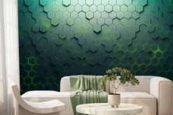 Fototapeta: Wzór w 3d w zielone plastry miodu