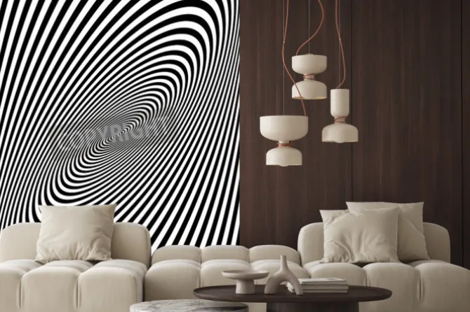 Fototapeta: Wzór z iluzją optyczną. czarno-białe tło. ilustracji wektorowych.