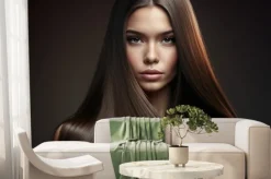 Fototapeta: Young woman with straight long brown shiny hair. beauty and hair