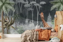 Fototapeta: Żyrafa w tropikalnej dżungli wśród palm