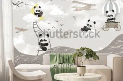 Fototapeta: Zabawne pandy bawiące się wśród chmur