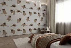 Fototapeta: Zabawne psy mops na białym tle ilustracja