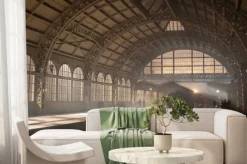 Fototapeta: Zabytkowy dworzec kolejowy z mgłą