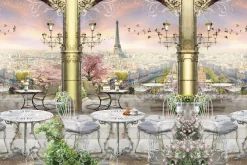 Fototapeta: Zabytkowy taras z widokiem na paryż