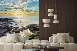 Fototapeta: Zachód słońca na skalistej plaży