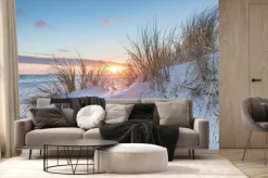 Fototapeta: Zachód słońca nad morzem widok z piaszczystej plaży