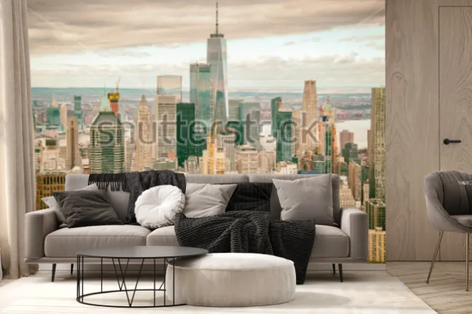 Fototapeta: Zachmurzona panorama nowego jorku