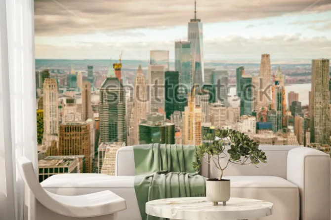 Fototapeta: Zachmurzona panorama nowego jorku