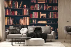 Fototapeta: Zamazany obraz wiele starych książek na półce w bibliotece