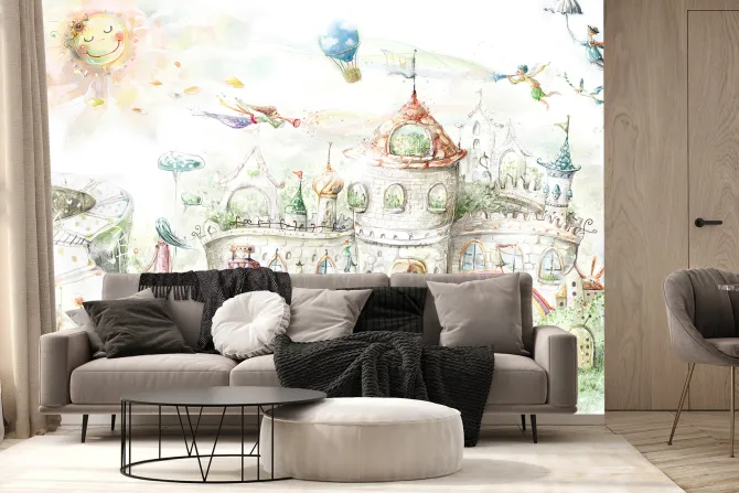 Fototapeta: Zamek w bajkowym miasteczku