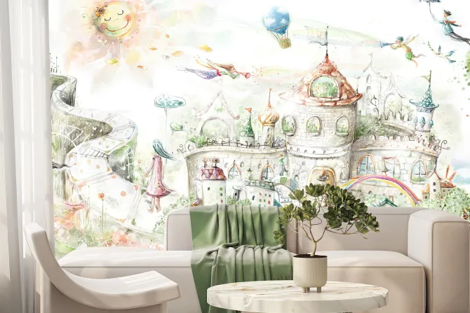 Fototapeta: Zamek w bajkowym miasteczku