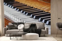 Fototapeta: Zamknij się z klawiatury fortepianu z ograniczoną głębią ostrości