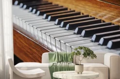 Fototapeta: Zamknij się z klawiatury fortepianu z ograniczoną głębią ostrości