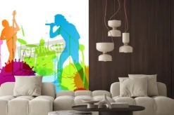 Fototapeta: Zespół rockowy pop kolorowe plamy i powitalny tło wektor