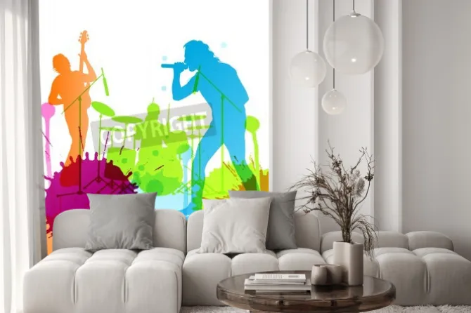 Fototapeta: Zespół rockowy pop kolorowe plamy i powitalny tło wektor