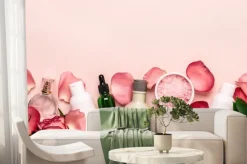 Fototapeta: Zestaw kosmetyków naturalnych z róż. koncepcja pielęgnacji urody