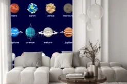 Fototapeta: Zestaw planet, w tym planet karłowatych, w stylu retro piksele.