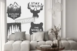 Fototapeta: Zestaw pustyni ręcznie rysowane typografii plakatów, emblematów