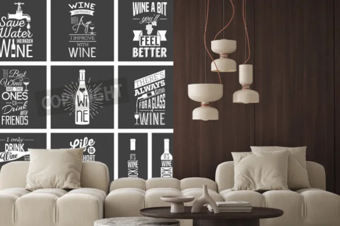 Fototapeta: Zestaw rocznik wina typograficznych cytatów.