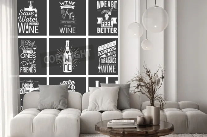 Fototapeta: Zestaw rocznik wina typograficznych cytatów.