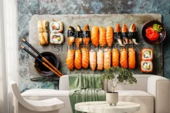 Fototapeta: Zestaw sushi na tacy z kamienia łupkowego