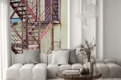 Fototapeta: Zewnętrzne schody strażackie na produkcji budynku