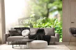 Fototapeta: Zielona herbata krzewów ze świeżych liści, na zewnątrz