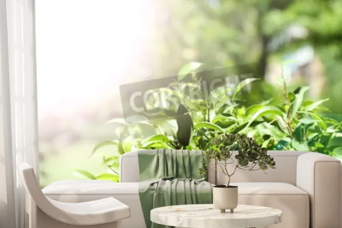 Fototapeta: Zielona herbata krzewów ze świeżych liści, na zewnątrz