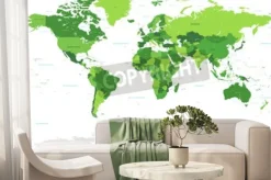 Fototapeta: Zielona polityczna mapa świata z granicami państw