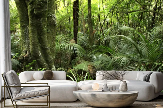 Fototapeta: Zielona roślinność w tropikalnym lesie krajobraz