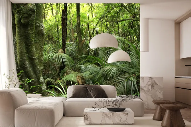 Fototapeta: Zielona roślinność w tropikalnym lesie krajobraz