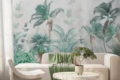 Fototapeta: Zielona roślinność dżungli na betonie