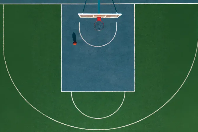 Fototapeta: Zielone boisko do koszykówki