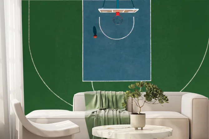 Fototapeta: Zielone boisko do koszykówki