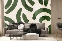 Fototapeta: Zielone kreski na beżowym tle abstrakcyjny wzór