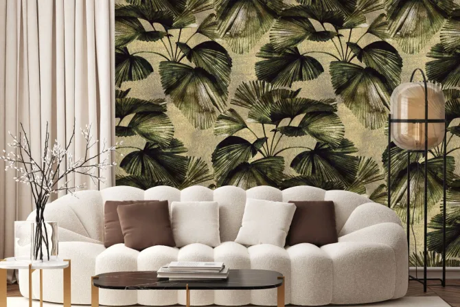 Fototapeta: Zielone liście palmy w stylu vintage