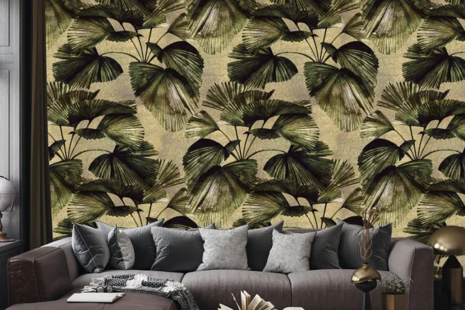 Fototapeta: Zielone liście palmy w stylu vintage
