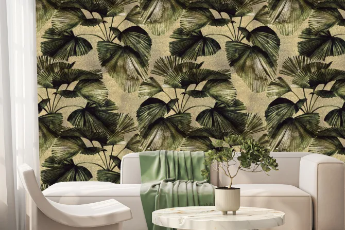 Fototapeta: Zielone liście palmy w stylu vintage