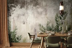 Fototapeta: Zielone liście na szarym betonie