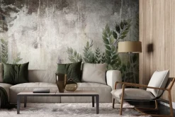 Fototapeta: Zielone liście na szarym betonie