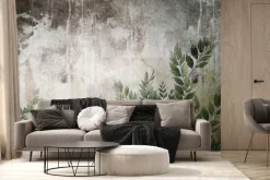 Fototapeta: Zielone liście na szarym betonie