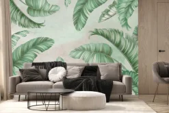 Fototapeta: Zielone liście palmy na betonie