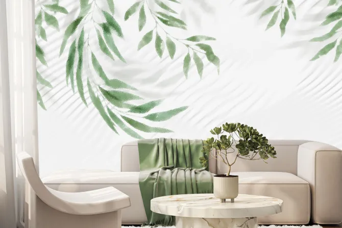 Fototapeta: Zielone liście zwisające z góry