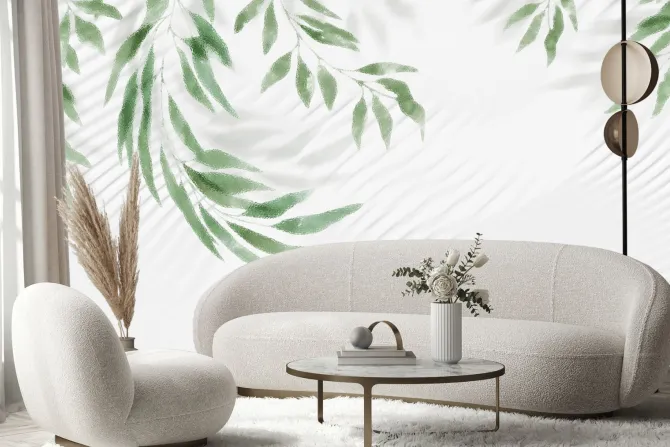 Fototapeta: Zielone liście zwisające z góry