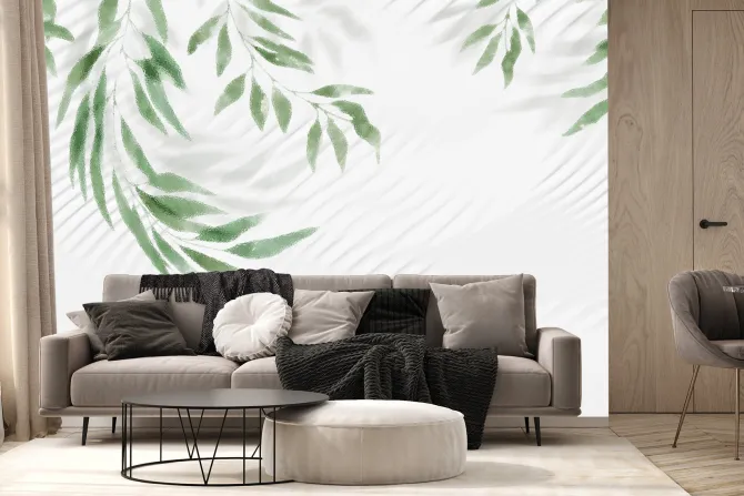 Fototapeta: Zielone liście zwisające z góry