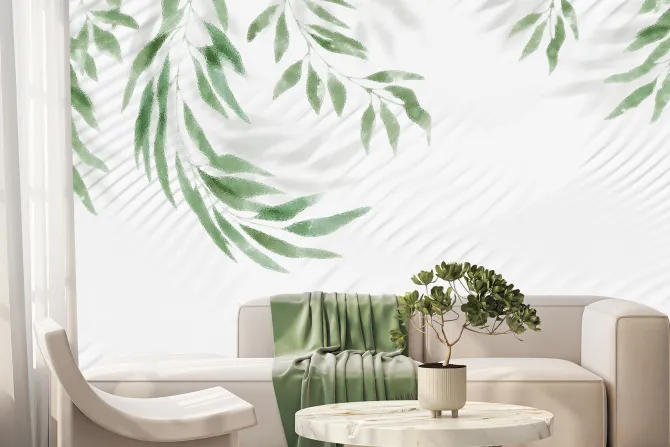 Fototapeta: Zielone liście zwisające z góry