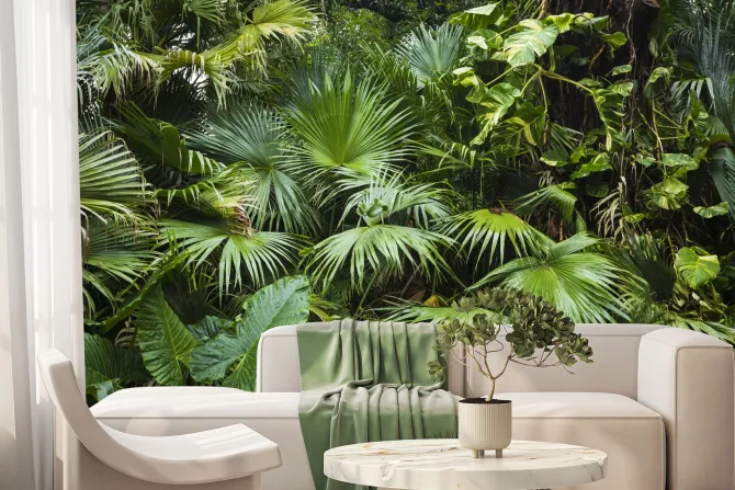 Fototapeta: Zielone liście palmowe tropikalna dżungla