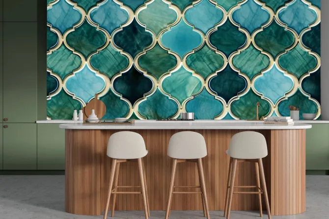 Fototapeta: Zielono-turkusowy marokański wzór